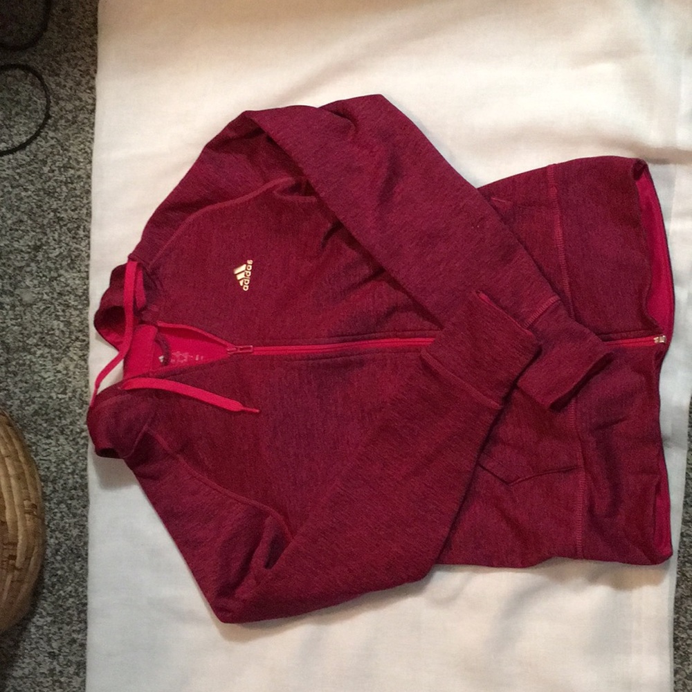Adidas fuscia zip up hoodie.